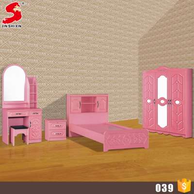 European classic antique home furniture MDF wooden pink children bedroom sets